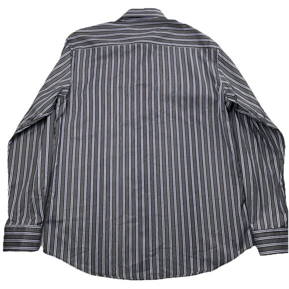 Bugatchi Uomo Mens Striped Long Sleeve Button Up Black Purple Shirt-L - Picture 3 of 12